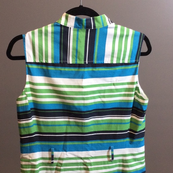 8 Isabella DeMarco green turquoise striped dress - Picture 6 of 16